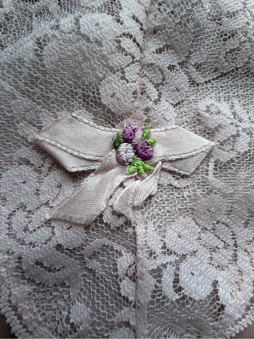Vintage Delicate Pink Lace-Trim Satin Cami Floral Detail Size M Fairy Coquette - Picture 6 of 9